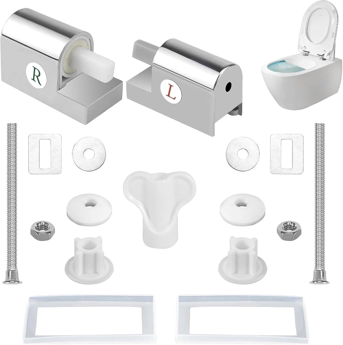 SnelShoppen - Universele Toiletzitting Scharnieren met Soft-Close Functie, Metalen Scharnieren voor Toiletzitstukken, Vervangonderdelen voor Vaste Toi