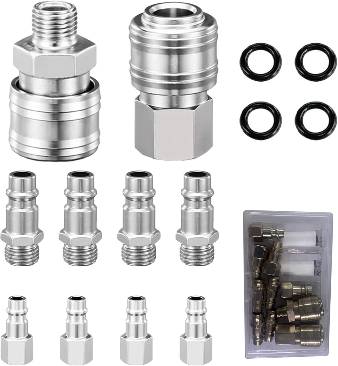 10pcs Compressed Air Coupler, 1/4 inch, Compressed Air Accessories with Airtight Ring, Spray Gun, Compressed Air - ShopVlot