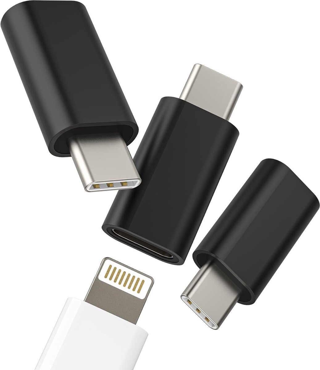 SnelShoppen - 3 Stuks Adapter Lightning naar USB C Kabel Type Adapter Geschikt voor Samsung iPhone 15 iPad Mini Opladen Kabel Connector