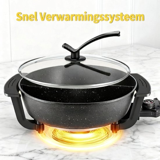 Hotpot - 1200W - Hotpot Pan - Hotpot Electrisch - Zwart - 10cm x 39cm x 31cm — afbeelding 2