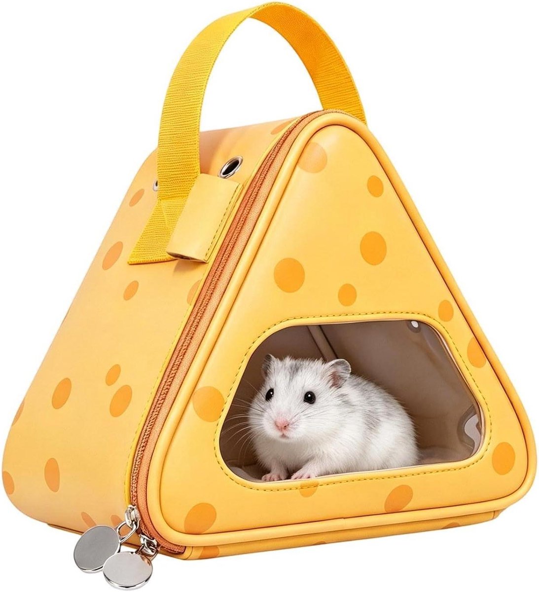 Hamster Draagtas - Dieren Transporttas - Kleine Huisdieren Vervoeren - Ademend Ontwerp - 24 x 23.1 x 12.6 cm - Geel