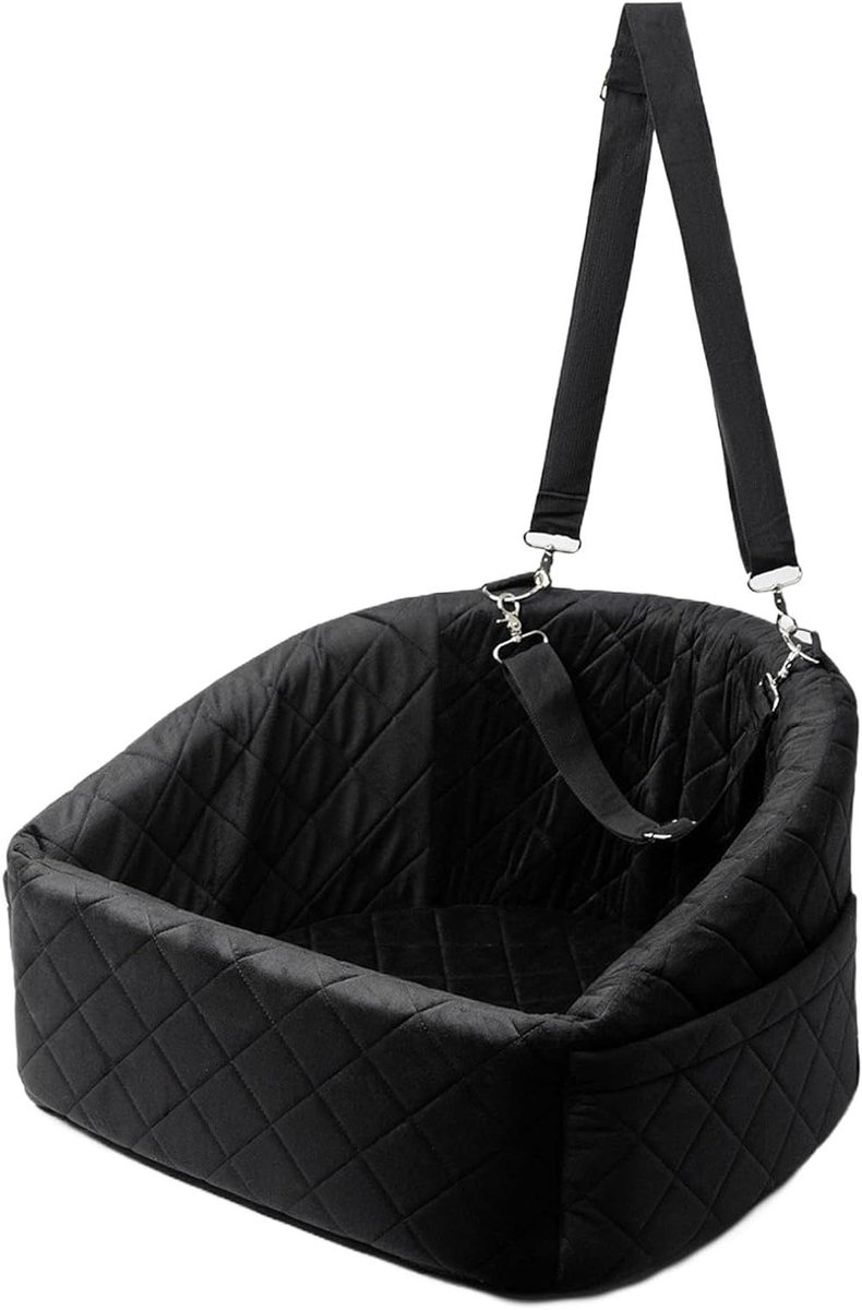 Autostoel Voor Honden - Auto Nest Stoel - Veilig Reizen - Adaptieve Ondersteuning - 50x47x28cm - Zwart