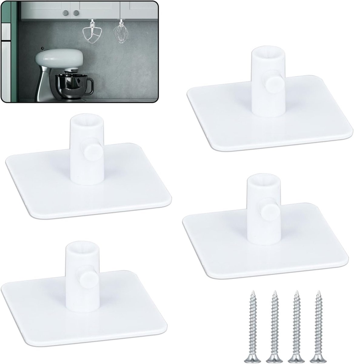 SnelShoppen - 4 Stuks Stand Mixer Accessoire Houder, Universele Mixer Organisator voor Keuken Mixers, Compatibel met Flex Edge Beater, Flat Beater, Wi