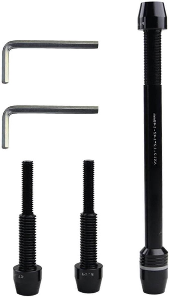 Fietstrainer Doorsteekas Adapter - As Verlengstuk Fiets - Fiets Training - Verstelbare Schroefdraad - 142-148 mm - Zwart