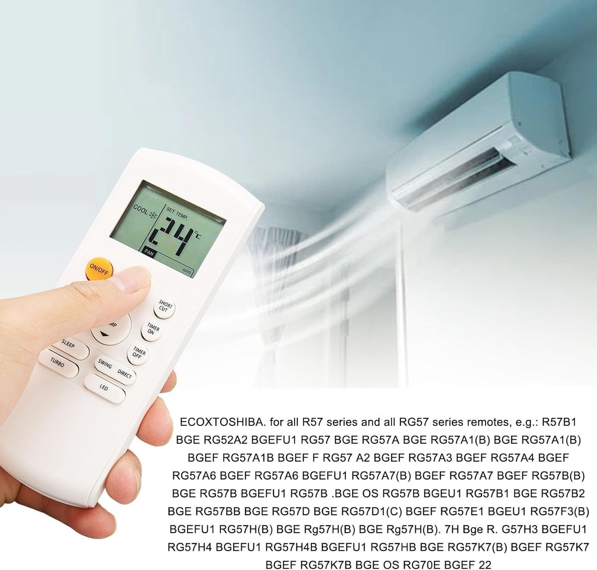 SnelShoppen - Universele Afstandsbediening voor Airconditioner, Compatibel met R57 en RG57 Series, Krachtig Signaal, Geschikt voor Diverse Merken