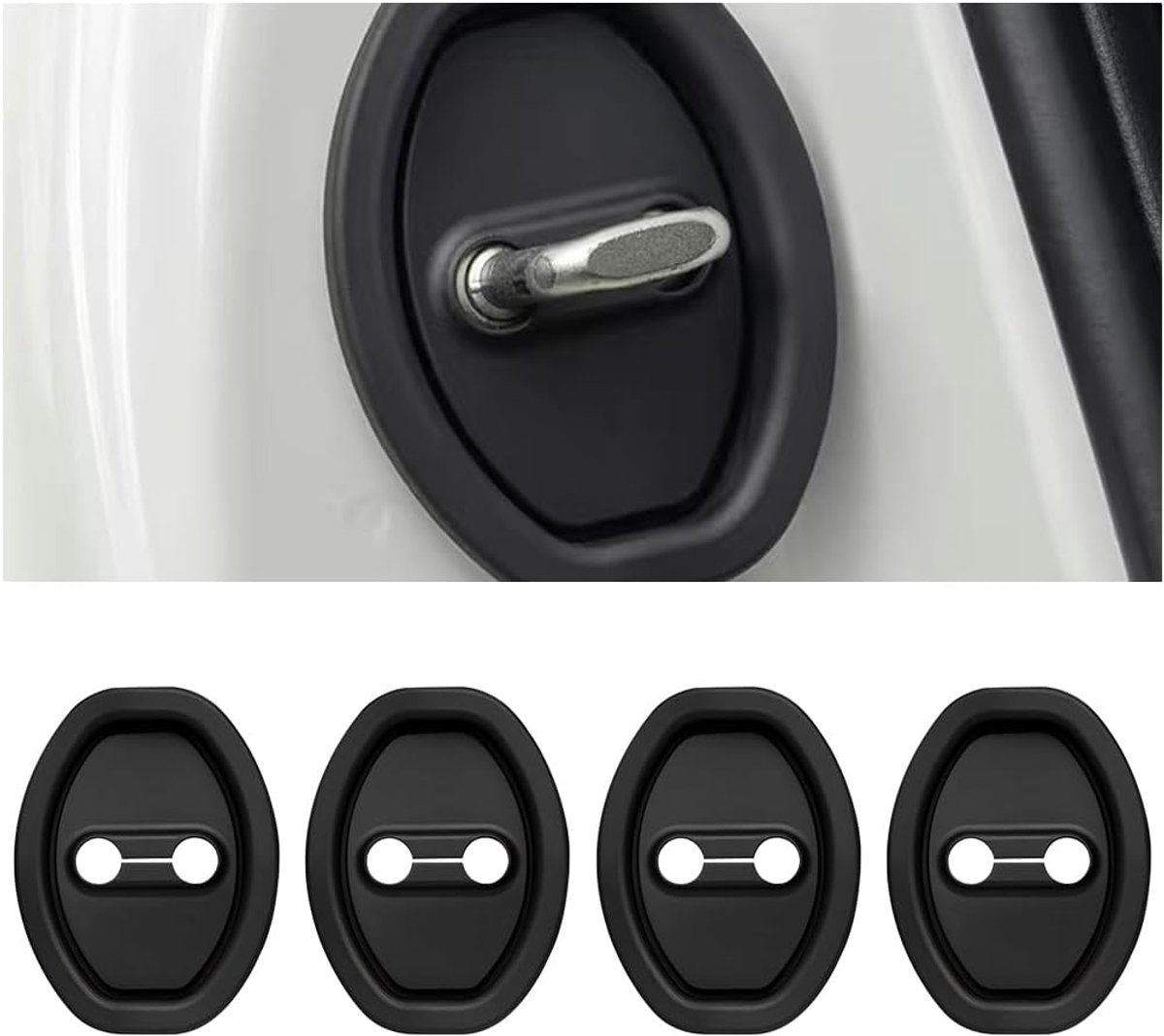 SnelShoppen - 4 Stuks Auto Deurslot Bescherming, Silicone Deurslot Cover, Zwart, Flexibel Materiaal, Bescherming tegen Corrosie, Universele Geschikthe