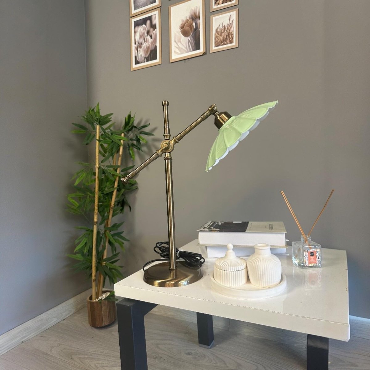 Bamyum Risso retro tafellamp met kabel, nachtlamp, woonkamer, vintage tafellamp mintgroen