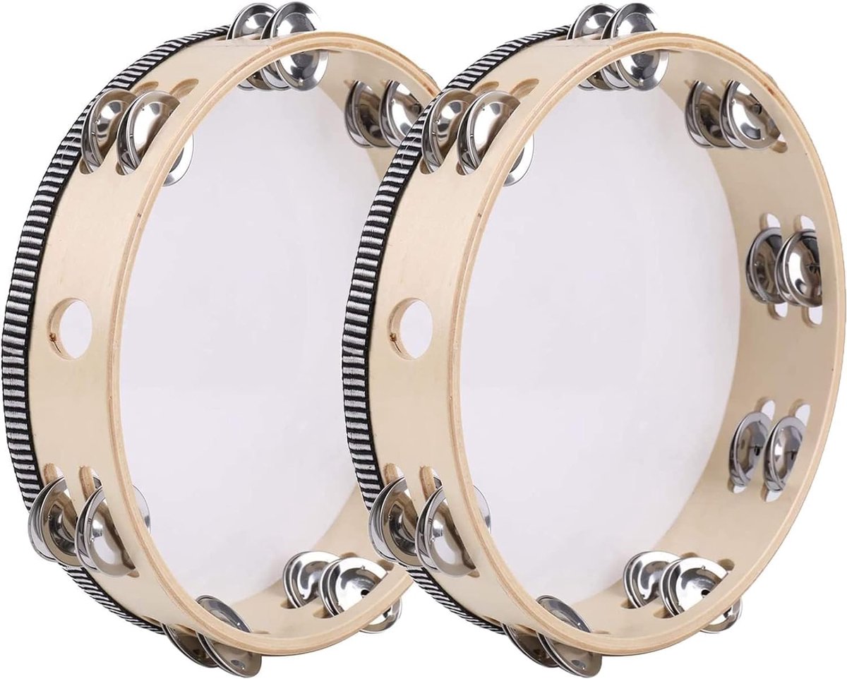 SnelShoppen - 2 stuks tambourin, kleurrijke handtrommels voor kinderen en volwassenen, ideaal voor feestjes, muzieklessen en buitenactiviteiten