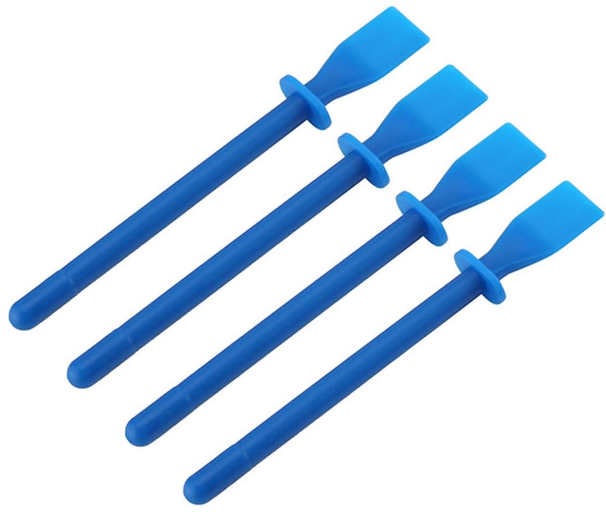 SnelShoppen - 4 Stuks Flexibele Lijmverspreider, Lijmcoated Blad, Plastic Verf Schraper, Handheld Lijm Applicator Borstel, Blauw