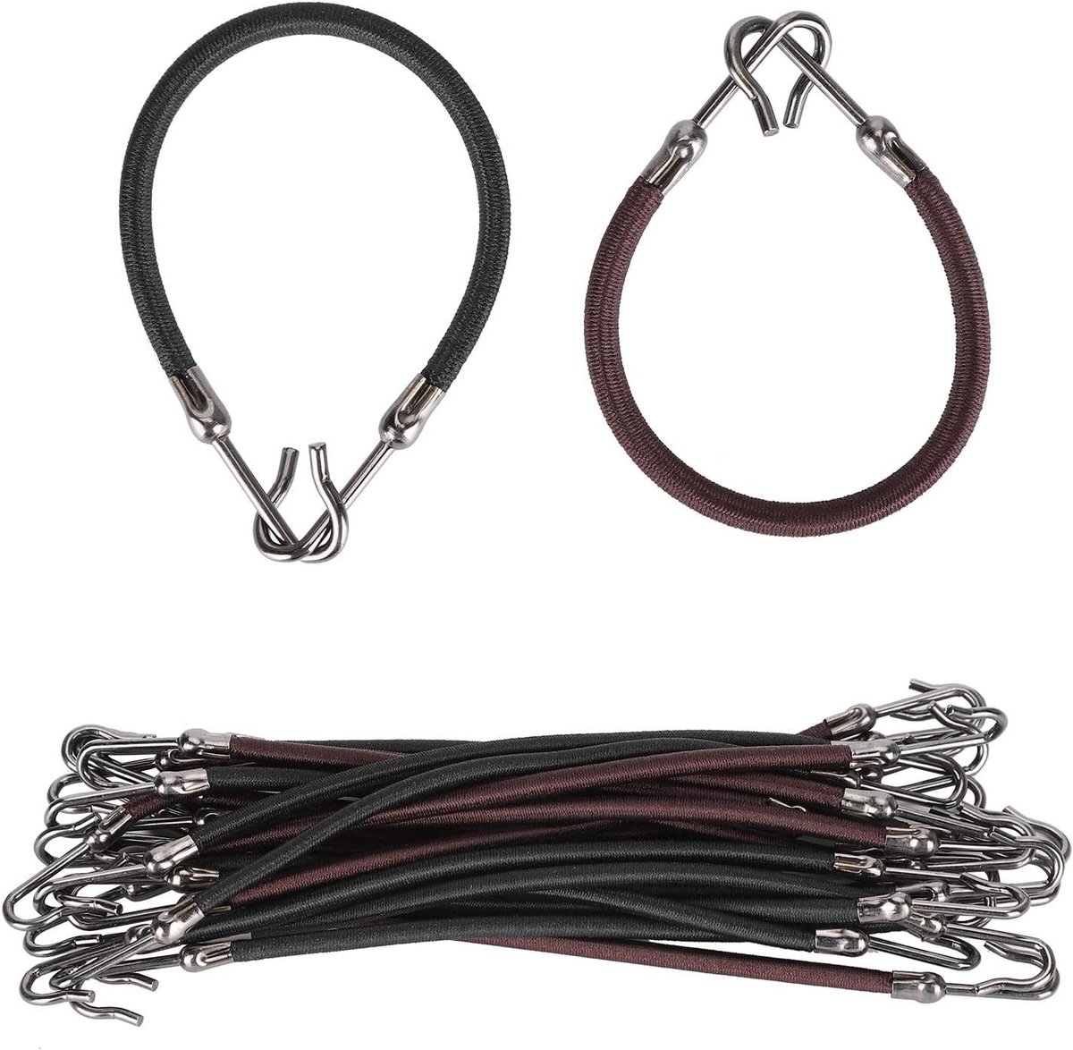SnelShoppen - 20 Stuks Haar Elastiek met Metaal Haakje, Paardenstaarthouder voor Dik Krullend Haar, Haaraccessoires voor Sport en Dagelijks Gebruik, M