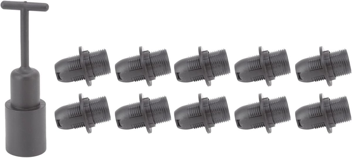 SnelShoppen - E14 Lamphouder, Set van 10, ABS Lamp Socket met Huls voor Thuis, Zwart, Ideaal voor Tafellampen, Nachtlampen en Eetkamerverlichting