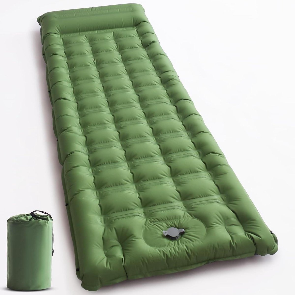 Kampeer Slaapmat - Luchtbed Mat - Outdoor Rusten - Zelfopblazend met voetpomp - 12 cm dik - Groen Grijs