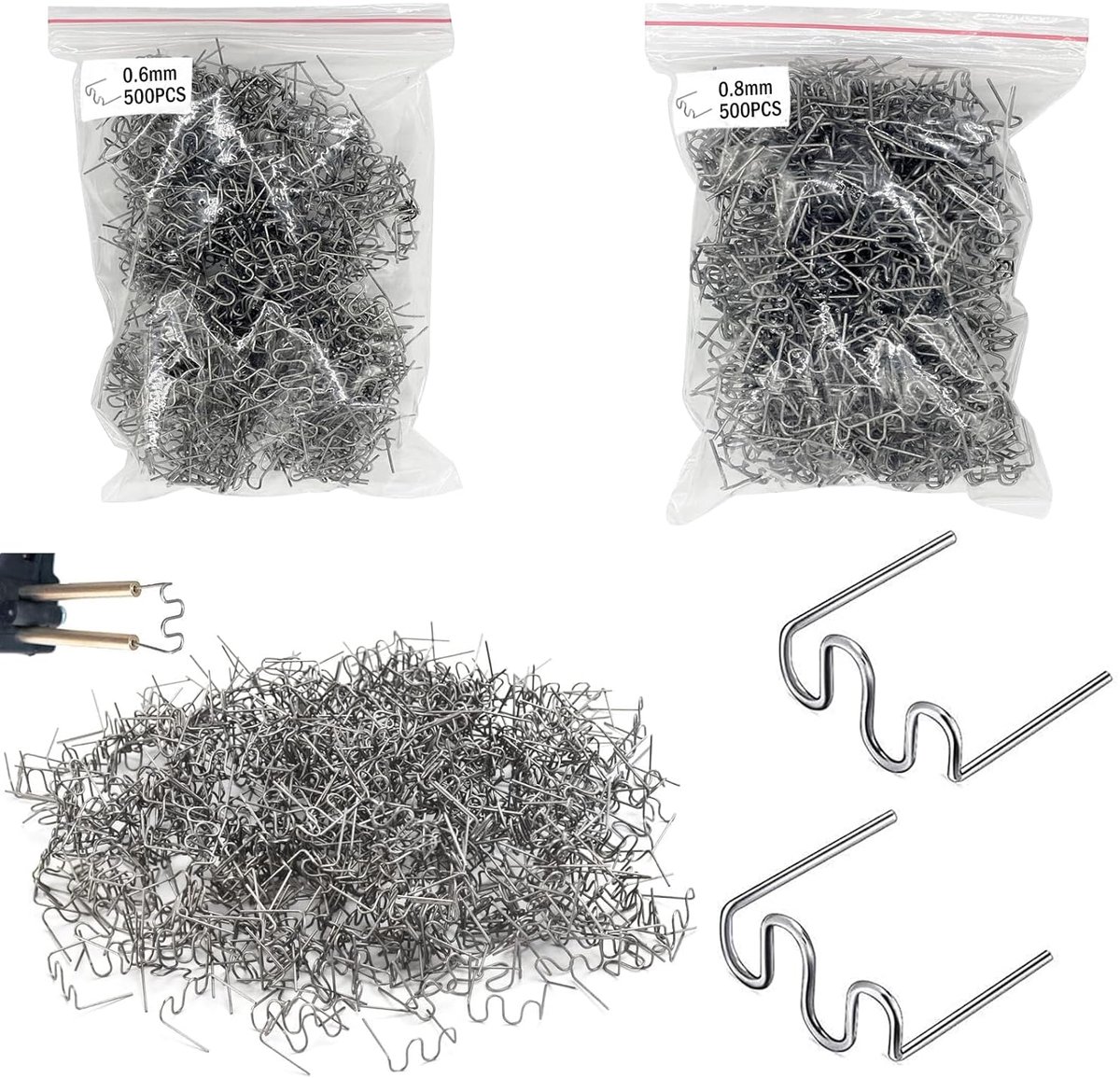 SnelShoppen - 1000 Stuks Stalen Hot Staples Lasklemmen 0.8mm/0.6mm Voor Kunststof Lassen, Duurzaam en Betrouwbaar