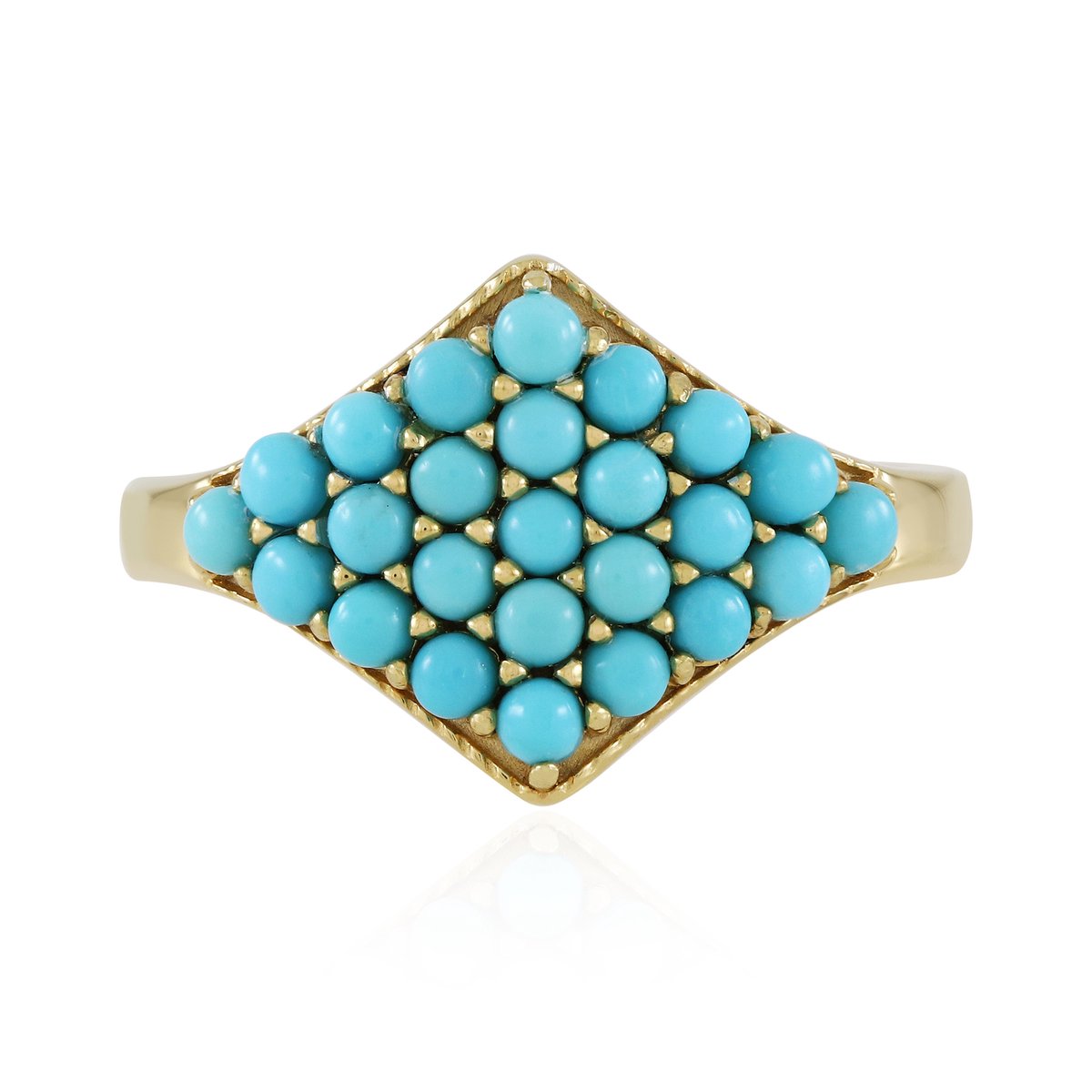 Cavill - 925 Sterling Zilver Vergulde Ring met 0,9 ct Sleeping Beauty Turkoois - Elegante Cabochon Turquoise Ring voor Dames