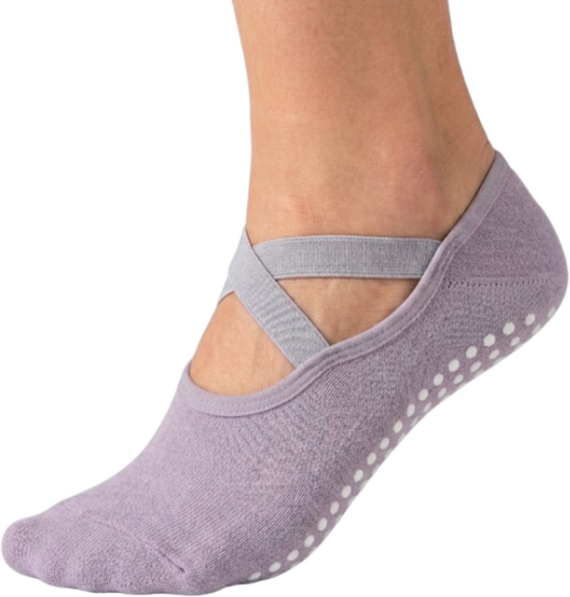 Paars antislip pilates sokken dames ademende ballet sokken met kruiselastiek siliconen antislip zool lage sport sokken voor yoga pilates barre dans fitness en vloeroefeningen maat 36-40