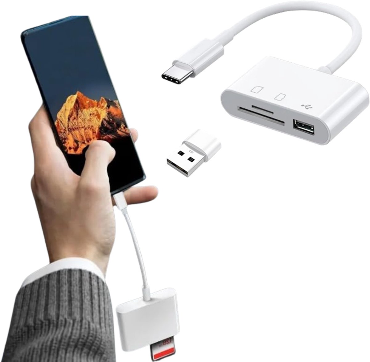 Zavio® Sd Kaart Lezer - SD-kaart - SD-kaartlezer USB-C -Wit