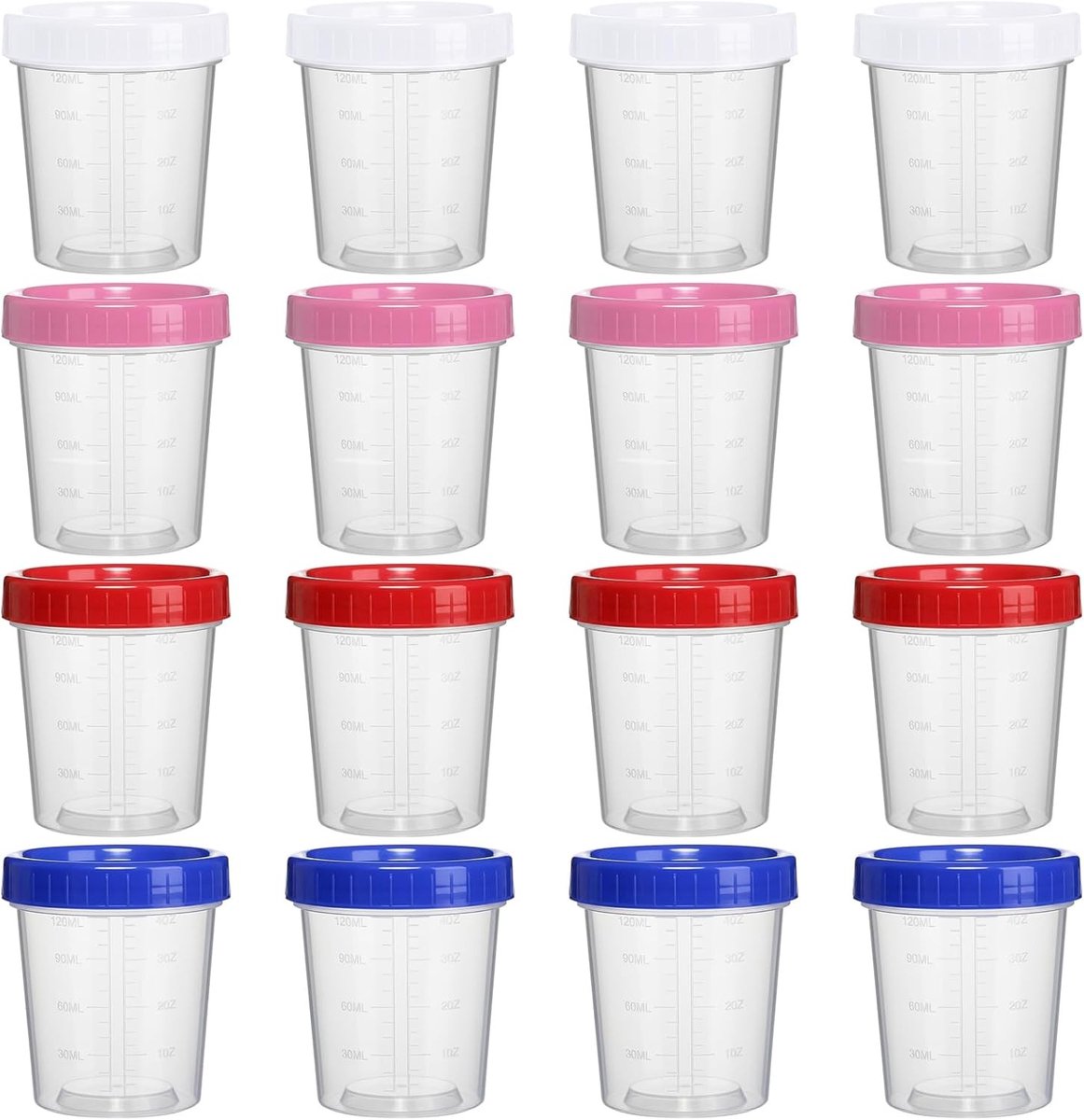 16 Stuks Kleine Blikjes met Deksel, 120ml Plastic Bekers met Schalen voor Vers Opslaan, Ideaal voor Keuken en Sauzen