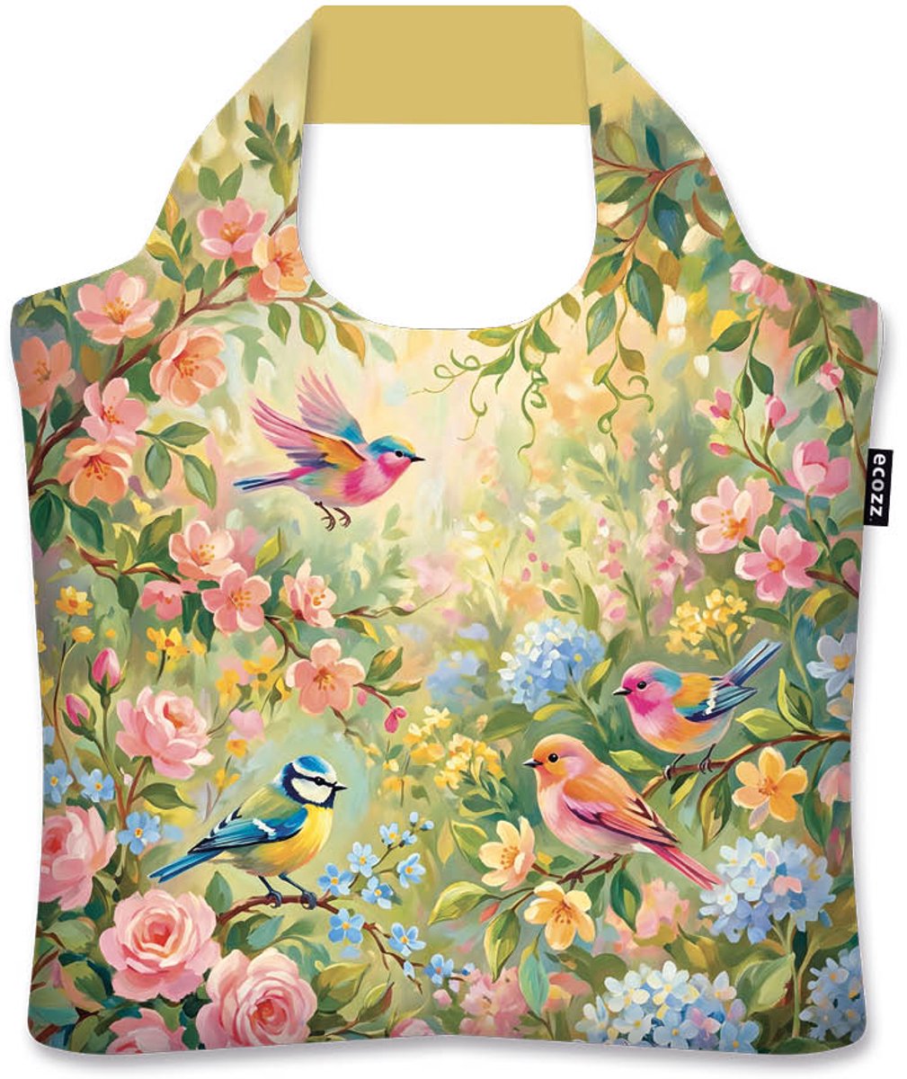 Ecozz Ecoshopper "Flowers and Singers" – Duurzame Boodschappentas van 100% Gerecyclede Plastic Waterflessen – Opvouwbare Shopper met Ritssluiting – Draagvermogen tot 20 kg – Lichtgewicht – Trendy Design