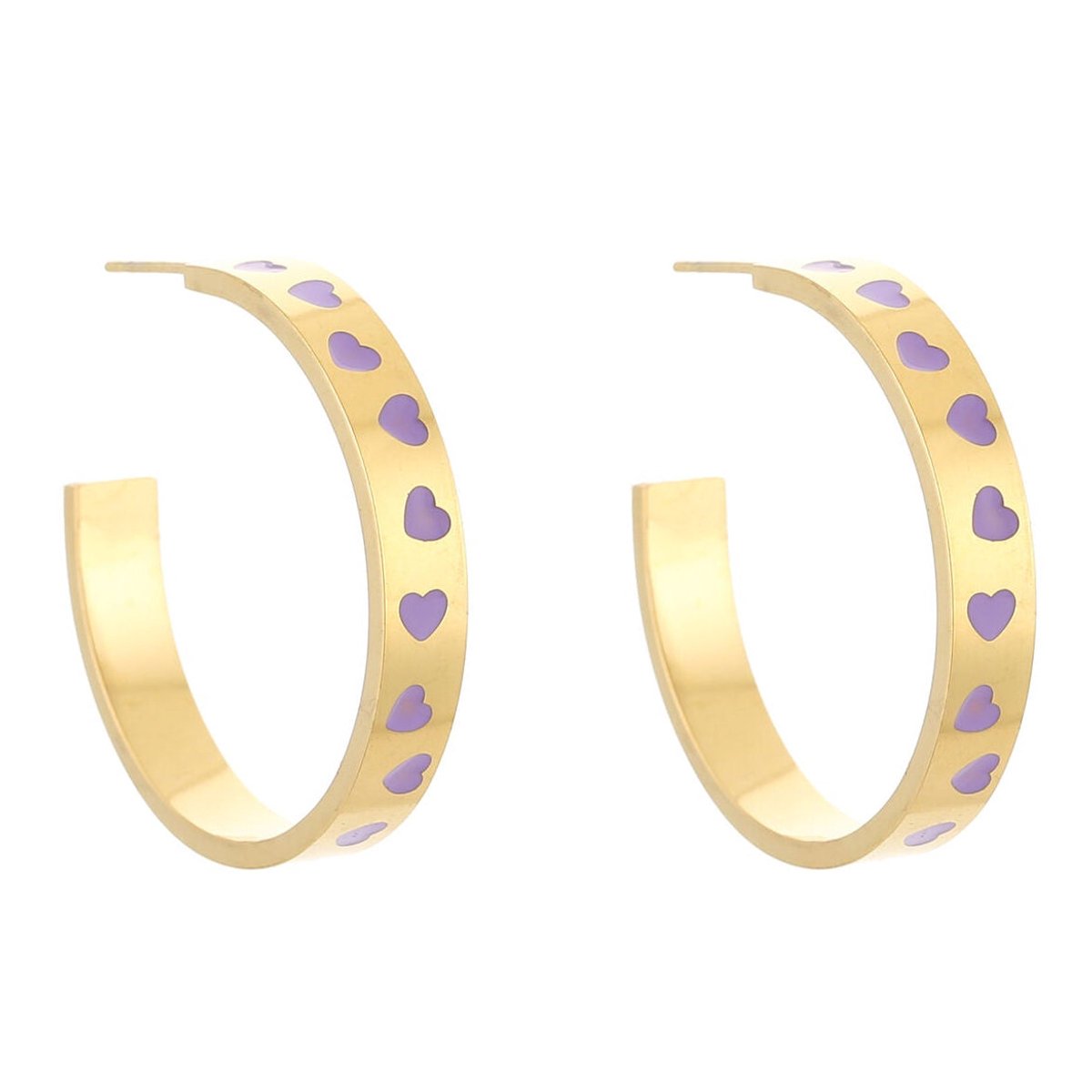 Michelle Bijou Oorbellen Colourfull Love Hoops goud lila