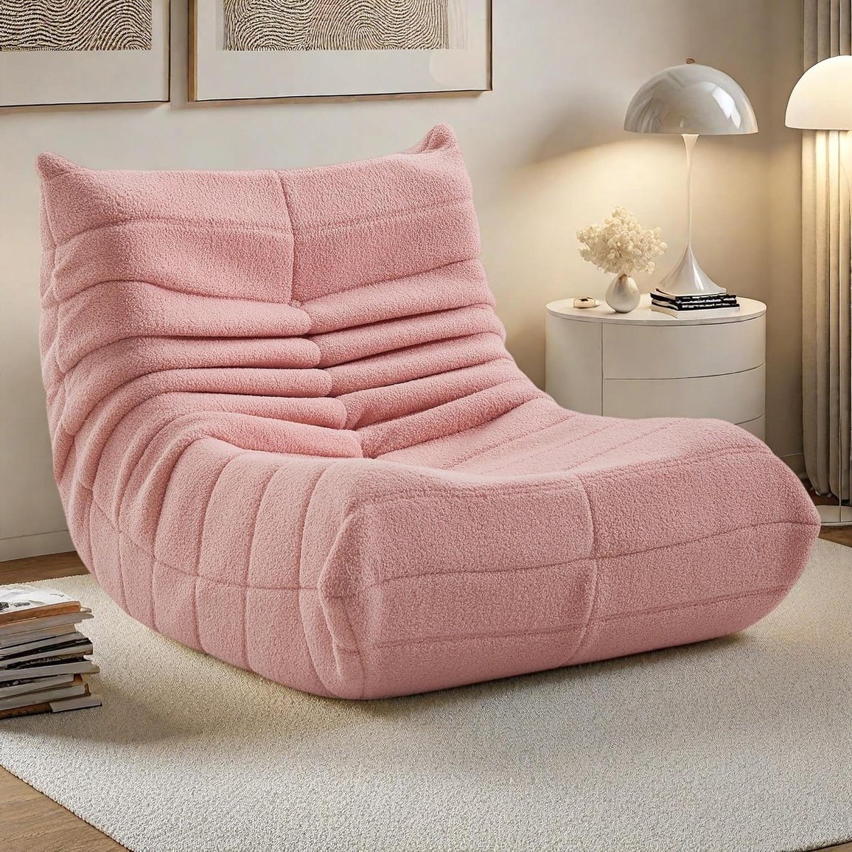 Grote Zitzak - Luie Stoel Vloer - Ontspannen Lezen - Met Rugleuning - 105 x 86 x 75 cm - Roze