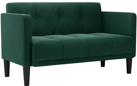 vidaXL - Loveseat - bank - donkergroen - 111 - cm - fluweel