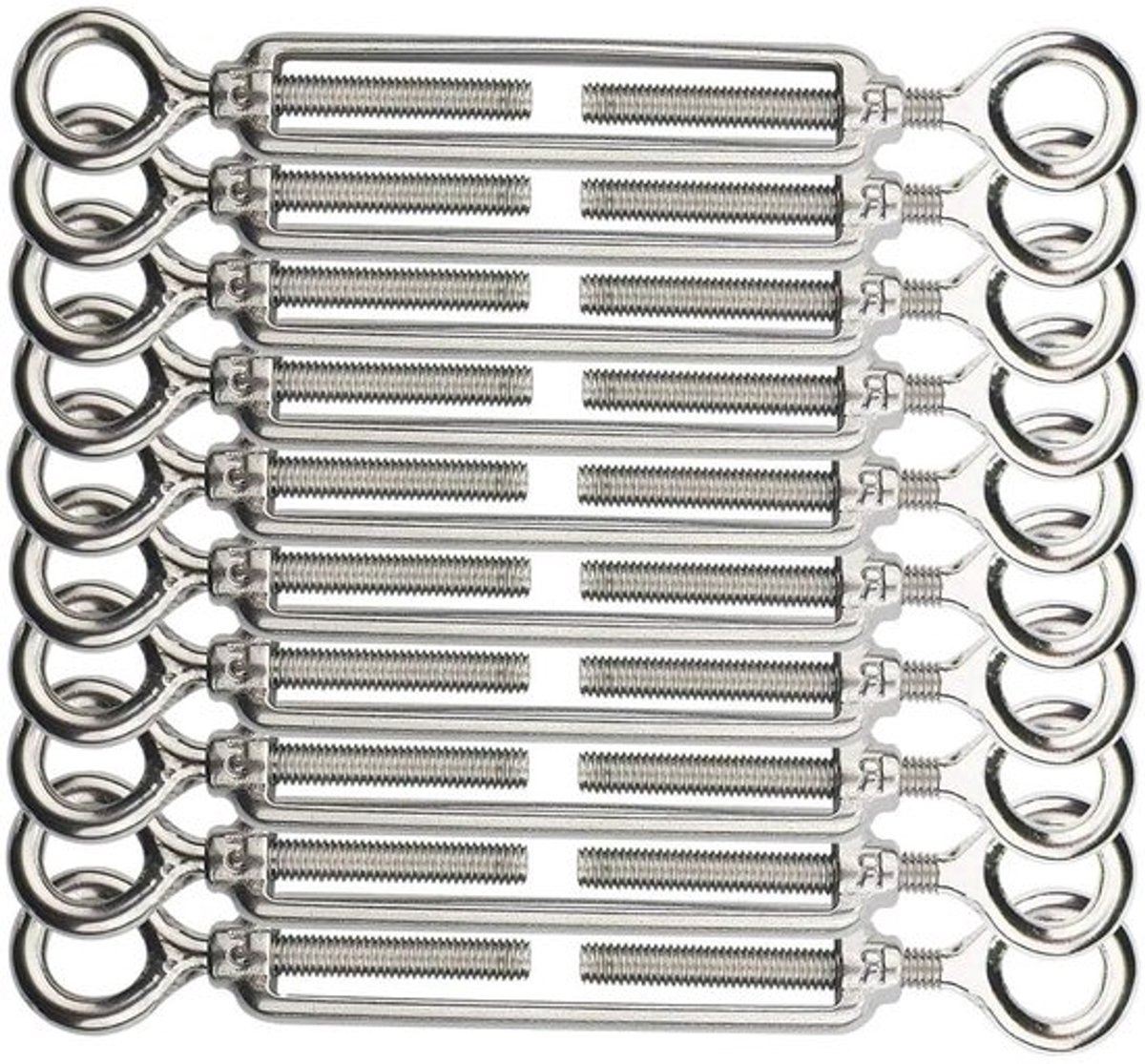 Pack van 10 M5 Turnlock RVS Draadspanners, Verstelbare Haak en Oog, Tension Lock voor Tuin en Klimsystemen