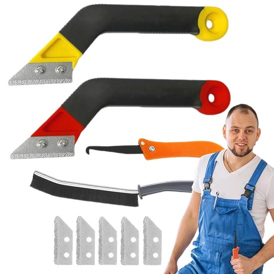 Voegmortel Verwijderset - Voegenschrapers - Tegels Renoveren - Ergonomisch Ontwerp - 10 Stuks - Meerkleurig — afbeelding 3