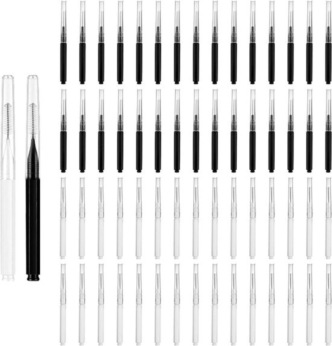 Set van 60 Oogbrauw Spoolies, Draagbare Mini Oogbrauwborstels met Deksel, Multifunctionele Wimperkam voor Extensions en Make-up Tools