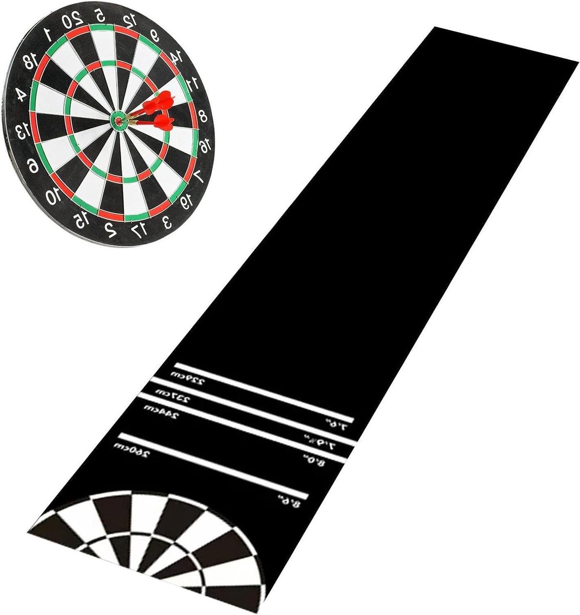 Dartmat met Werplijn - Vloerbescherming Darts - Dartspel Verbeteren - Antislip en Schokabsorberend - 300 x 34 cm - Kleurrijk