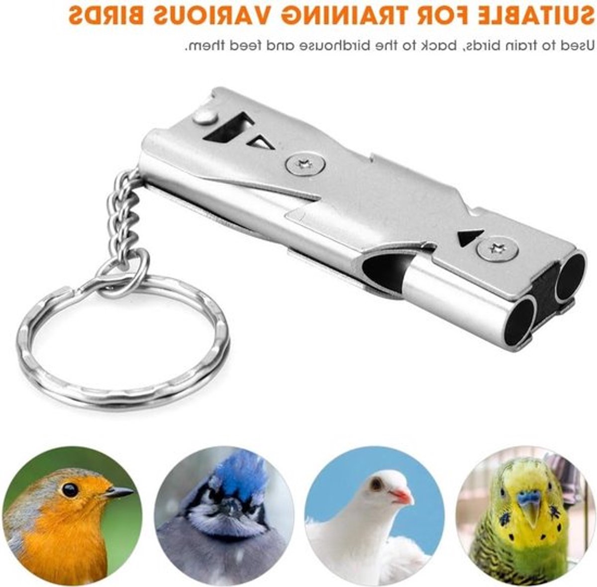 RVS Fluitje voor Honden en Vogels, Ideaal voor Training en Gedrag, Inclusief Sleutelhanger