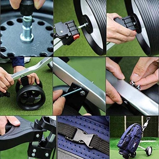 Golftrolley 3 wielen - Golfbuggy Opvouwbaar - Golfen Ondersteunen - Snel Openen Sluiten - 3.5 kg - Wit — afbeelding 4