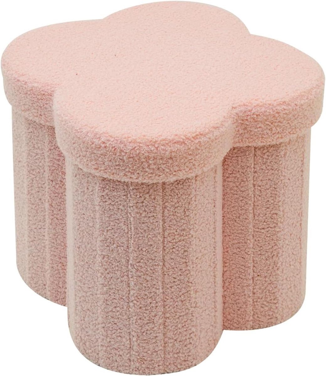 Opbergpoef Kinderkamer - Zitpoef Deksel - Speelgoed Opbergen - Opvouwbaar Design - 40 x 40 x 40 cm - Roze