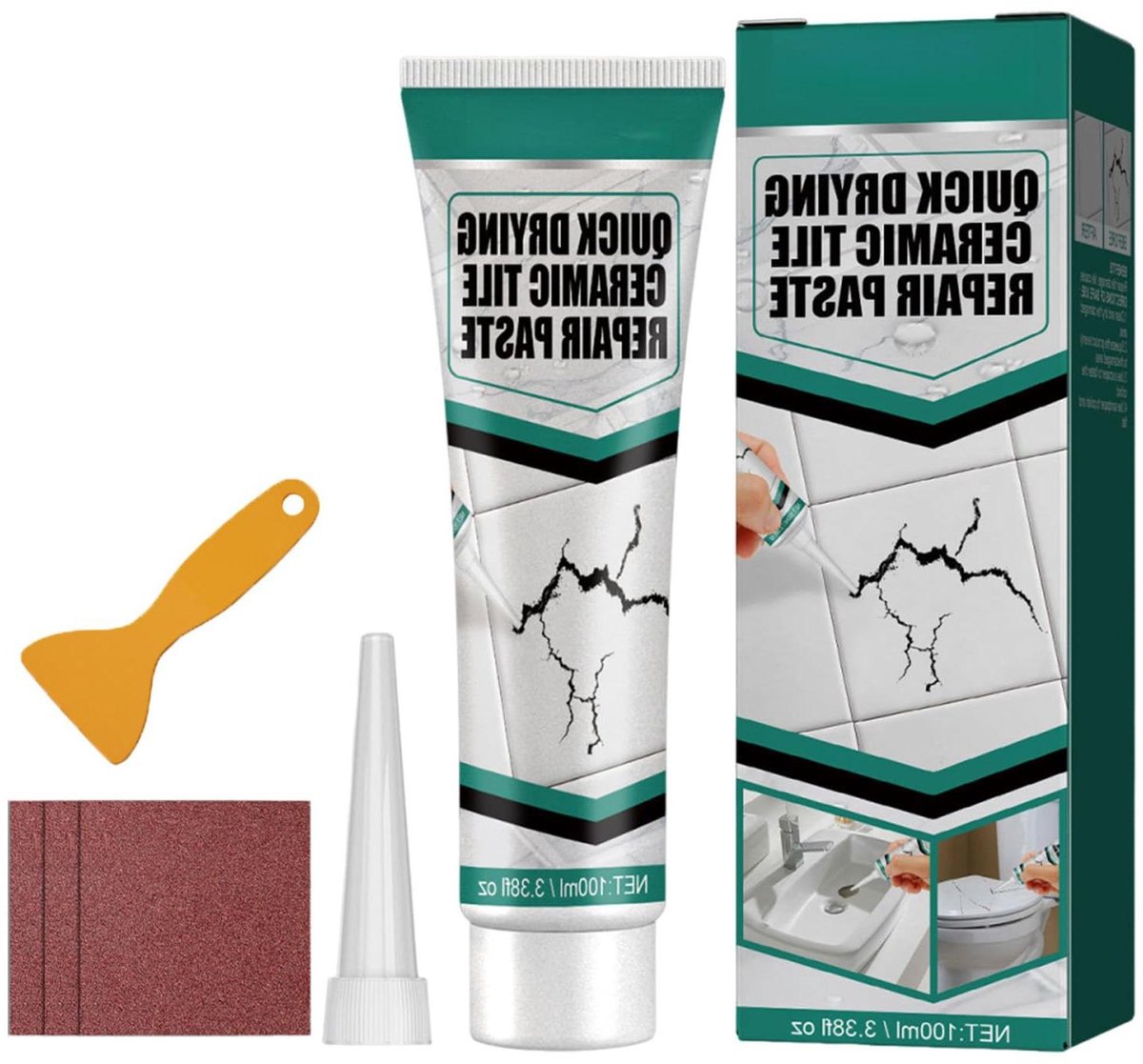 Tegelreparatieset - Badkuip reparatiepasta - Oppervlakken herstellen - Naadloze afwerking - 100 ml - Wit