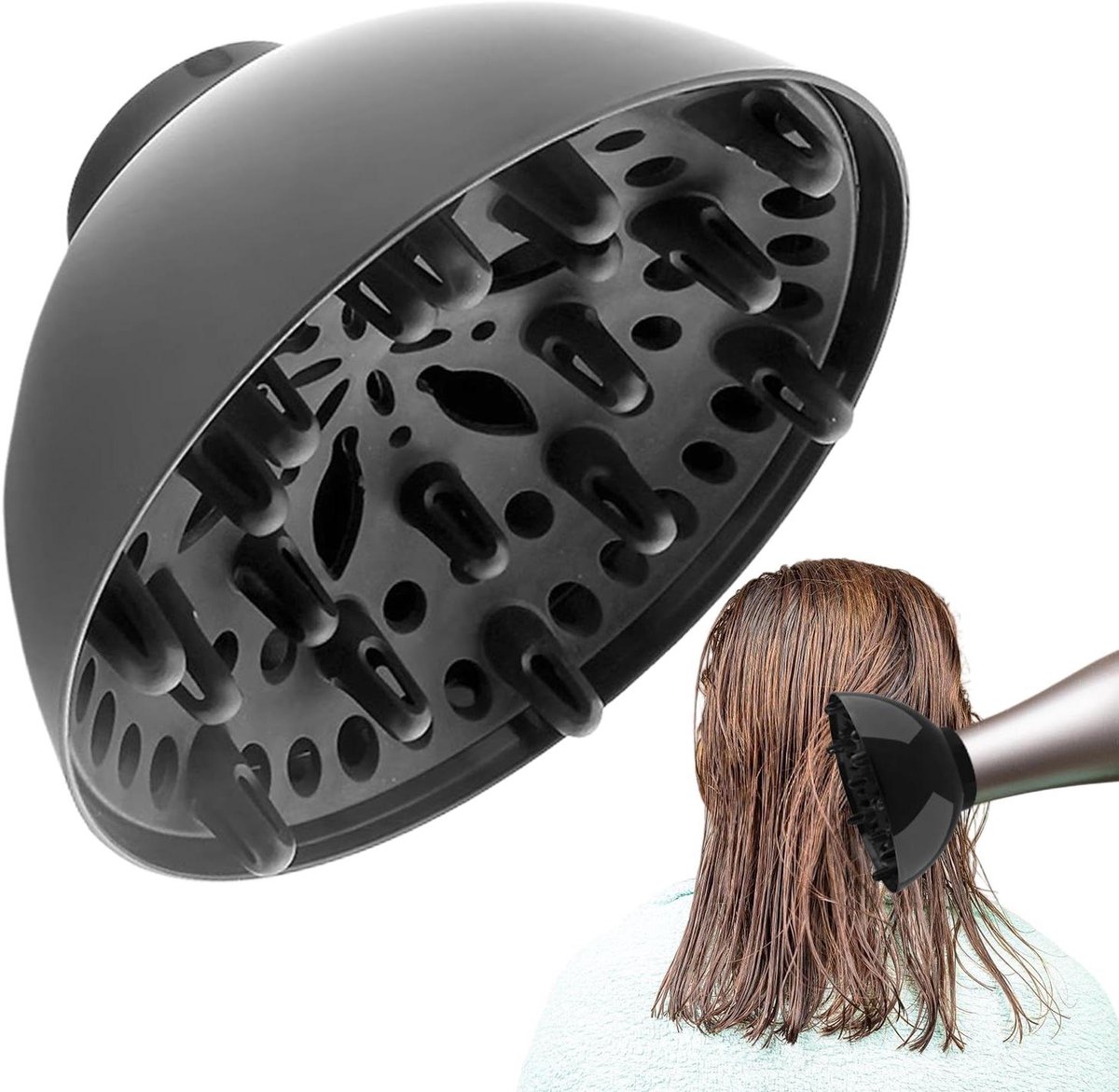 Haardroger Diffuser - Krultang Accessoire Styling Tool - Krullen Stylen - Verstelbare Pasvorm - 36 - 66 cm - Zwart