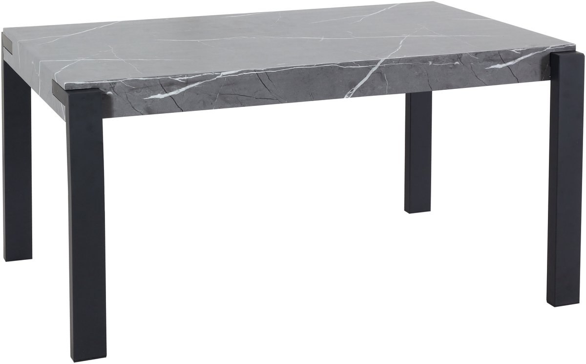 MCW Eettafel MCW-L53, tafel keukentafel eetkamertafel, industrieel metaal 140x80cm ~ marmer look grijs
