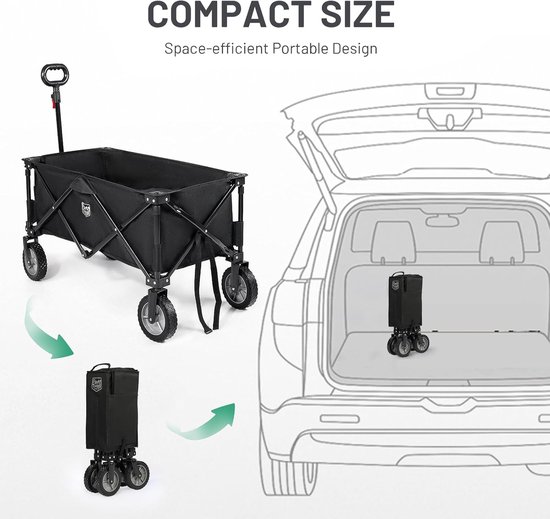 Bolderkar XXL - Strandwagen Tuinwagen - Outdoor Transport - Opvouwbaar Ruimtebesparend - 100 kg Belastbaar - Zwart van Bolderkar — afbeelding 5