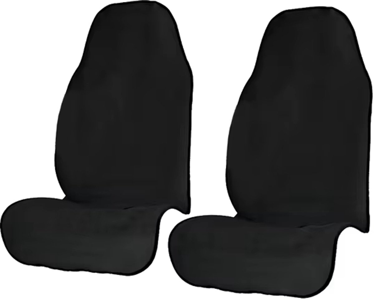 Universele Autostoelhoezen 2 Stuks - Beschermhoezen voor Voorstoelen - Wasbare Auto Stoelbescherming - Sporthanddoek Zitkussen - Zwart