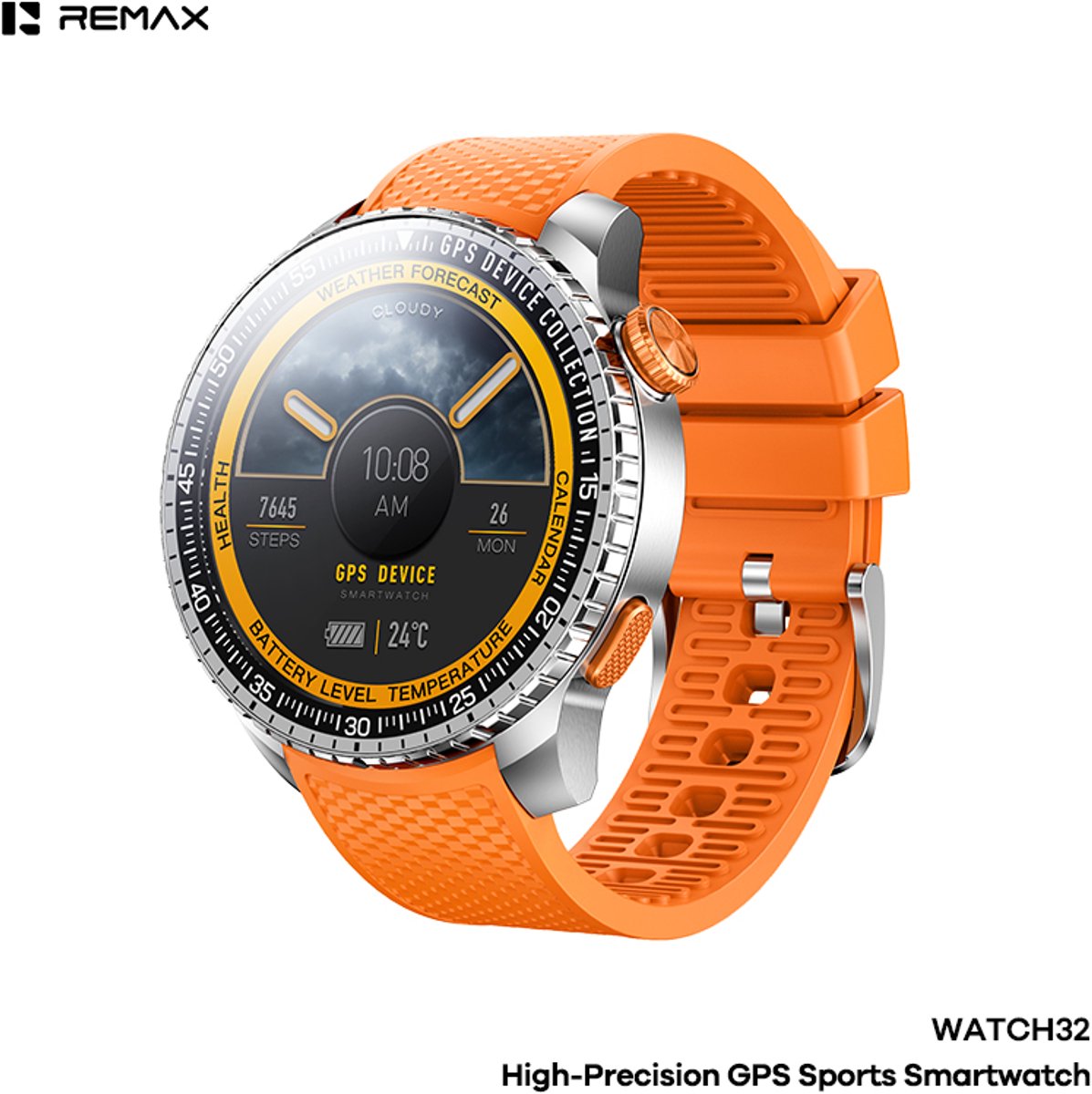 Remax WATCH32 - Smartwatch - GPS - Sport - Nauwkeurige positiebepaling - Oranje