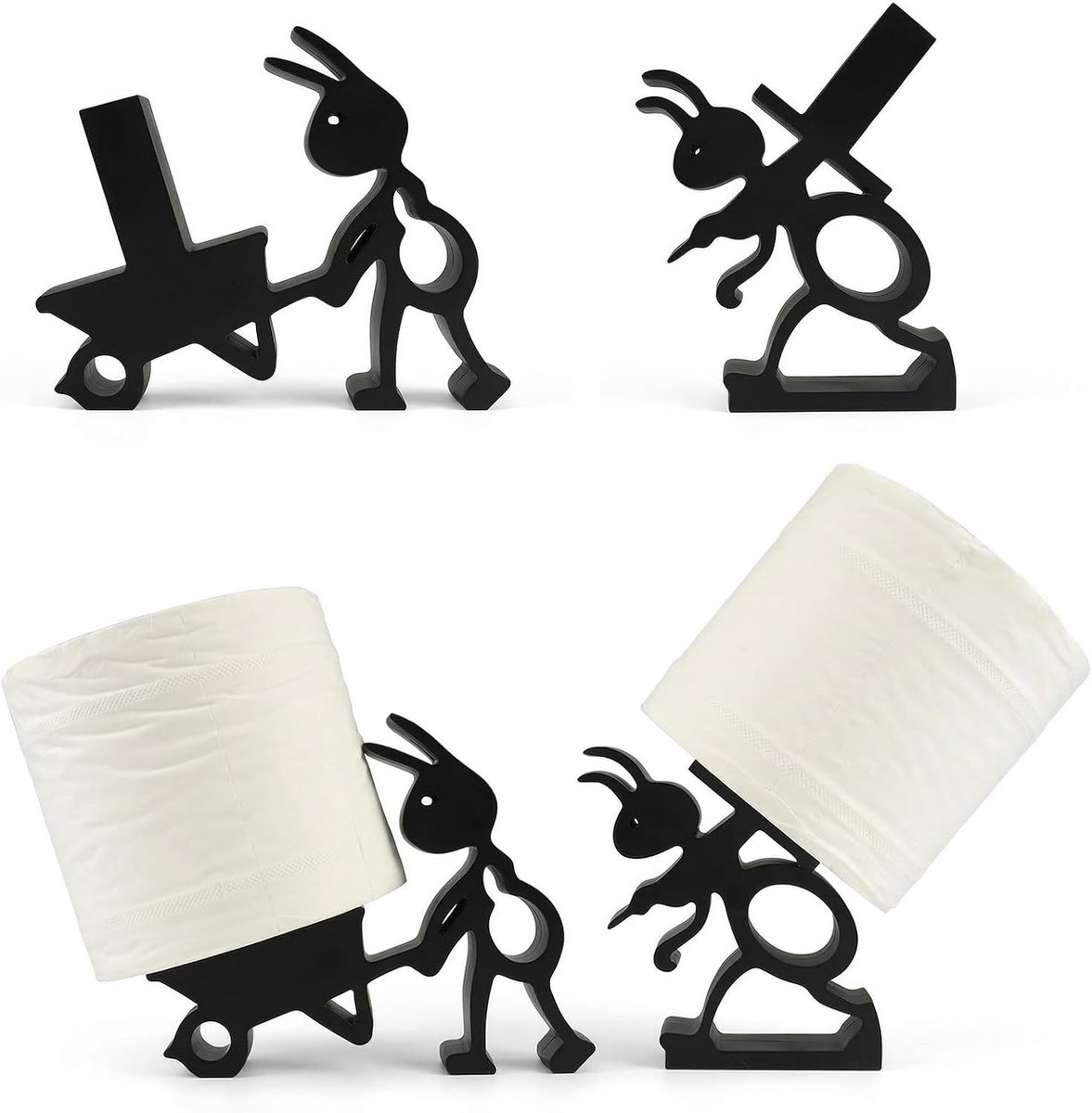 SnelShoppen - Toiletpapierhouder met Mierendesign, 2 Stuks, Decoratieve Metalen Standaard voor Badkamer en Keuken, Creatieve Opbergaccessoires voor Hu
