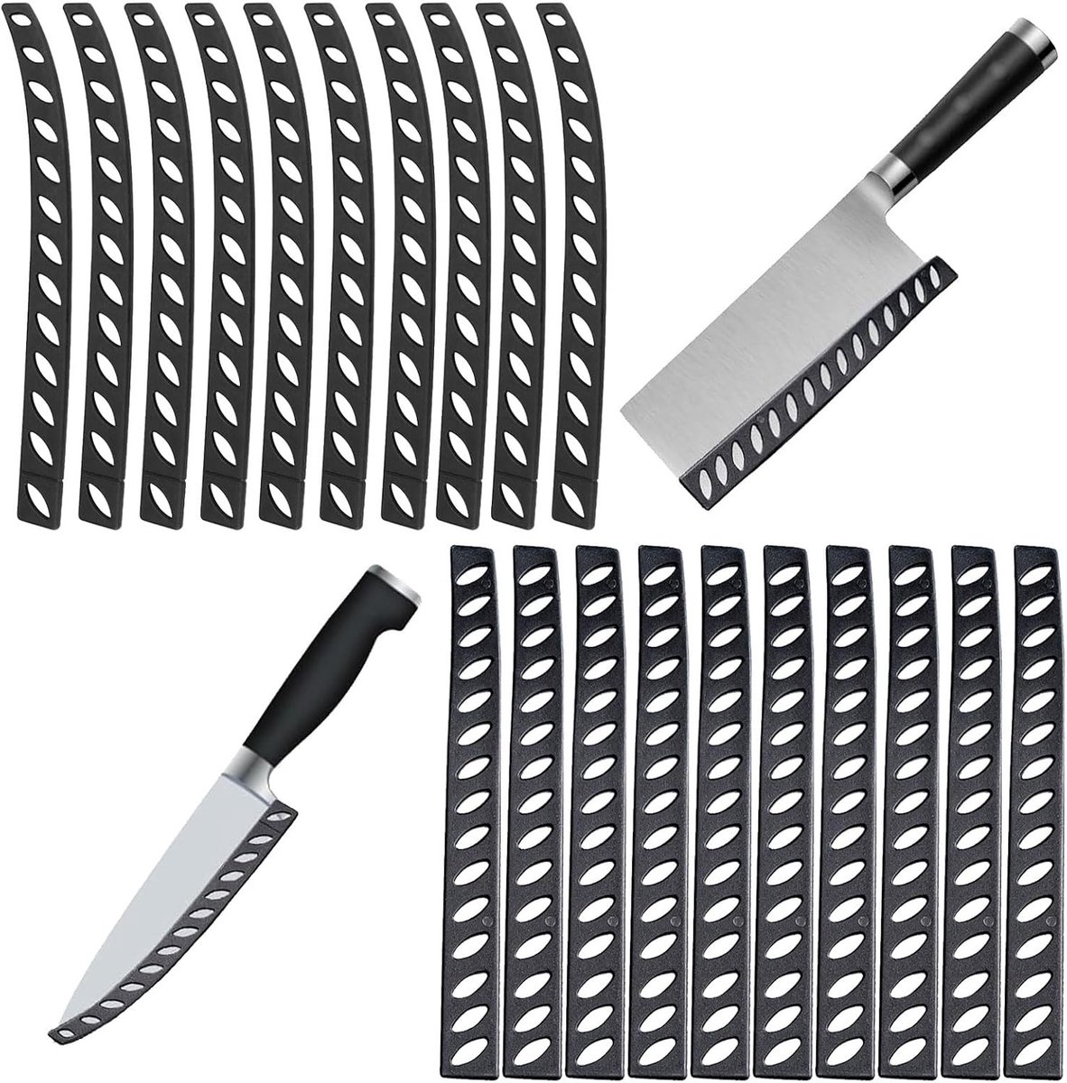 Messenbescherming - Zwart - 214 mm x 20 mm x 3 mm - Kunststof Lemmetbescherming - Voor Keukenmessen