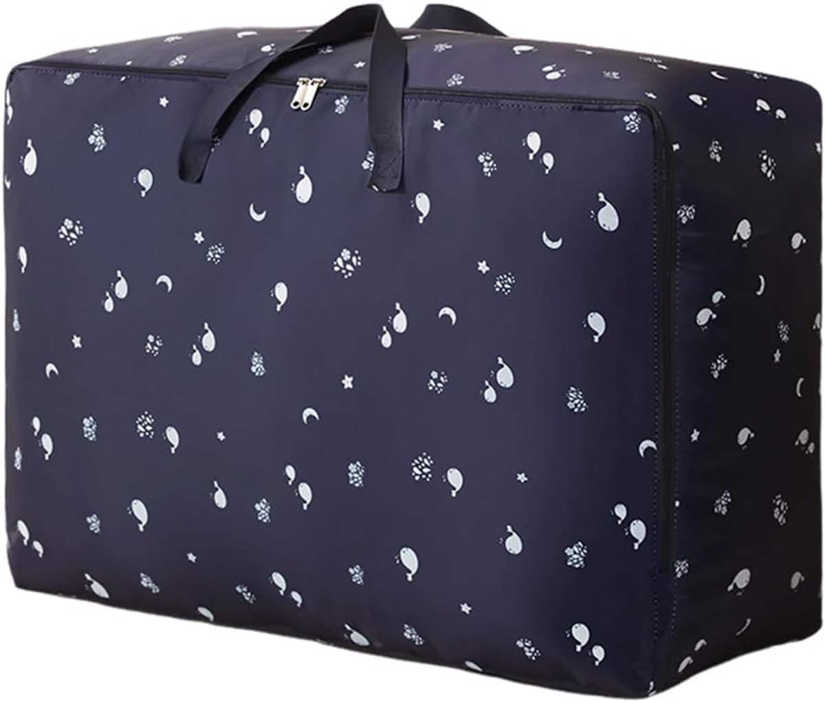 SnelShoppen - 1 Stuk Opbergzak met Rits voor Kussens en Dekens, Blauw, 70x50x30 cm, Oxford Stof, Ideaal voor Thuis, Vakantie en Opslag