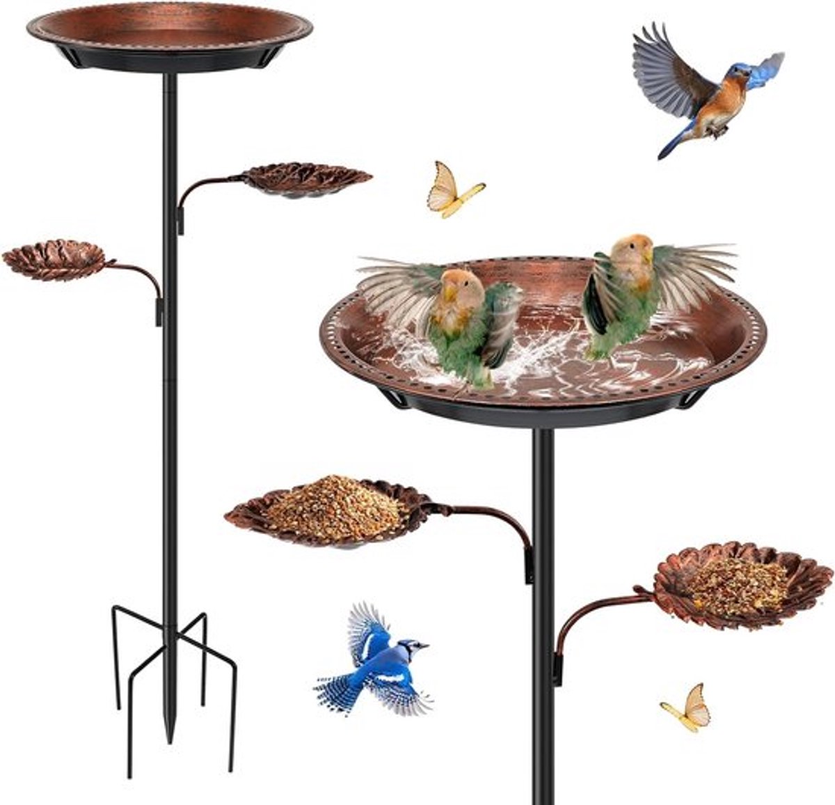 Stijlvolle Vogelbad van 92 cm met Voederbak, Verwijderbaar en Winterbestendig voor Tuin, Terras en Buitenruimte Decoratie