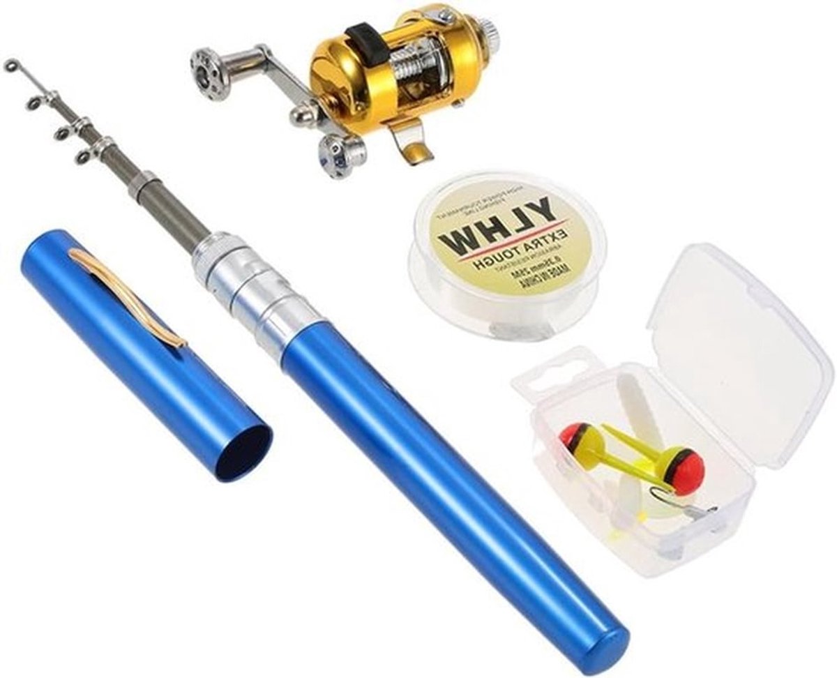 Telescopische Hengelset met Mini Pen en Aluminium Spoel - Draagbare Vislijn, Soft Lures en Jig Haak Accessoires voor Efficiënt Vissen