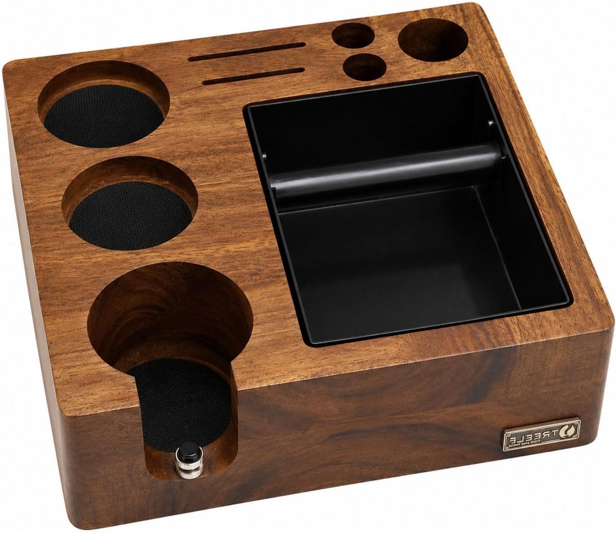 Tamperstation met Klopbox - Koffie Tamping Station - Espresso Bereiden - In hoogte verstelbare moer - 58 mm - Houtkleur