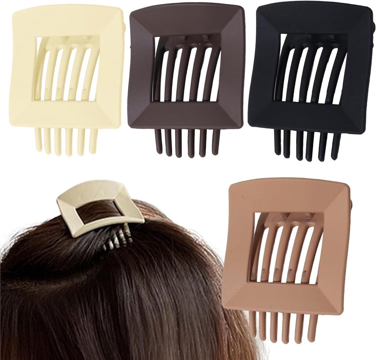 Platte haarspelden - Haarklemmen tangen - Dagelijkse styling - Antislip ontwerp - 4 stuks - Mat