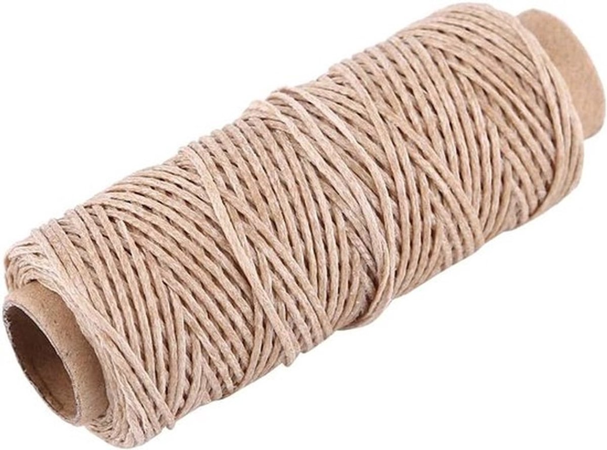 50 Meters 150D Cordon Ciré voor Leren Couture en Handwerk met 1mm Diameter in Khaki