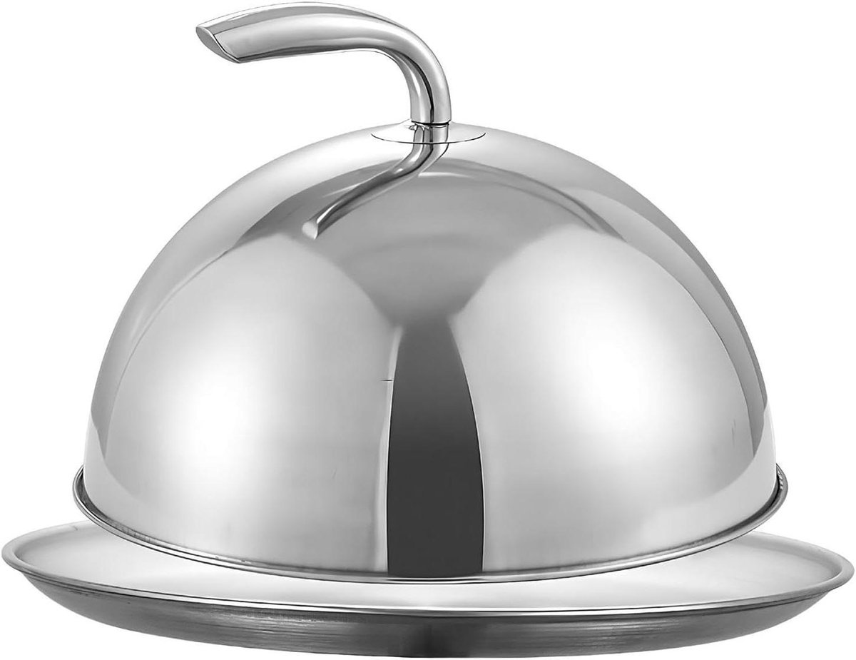 Bakplaat Basting Cover - Smeltkoepel Serveerschaal - Voedsel Beschermen - Met Serveerplaat - 27 cm - Zilver