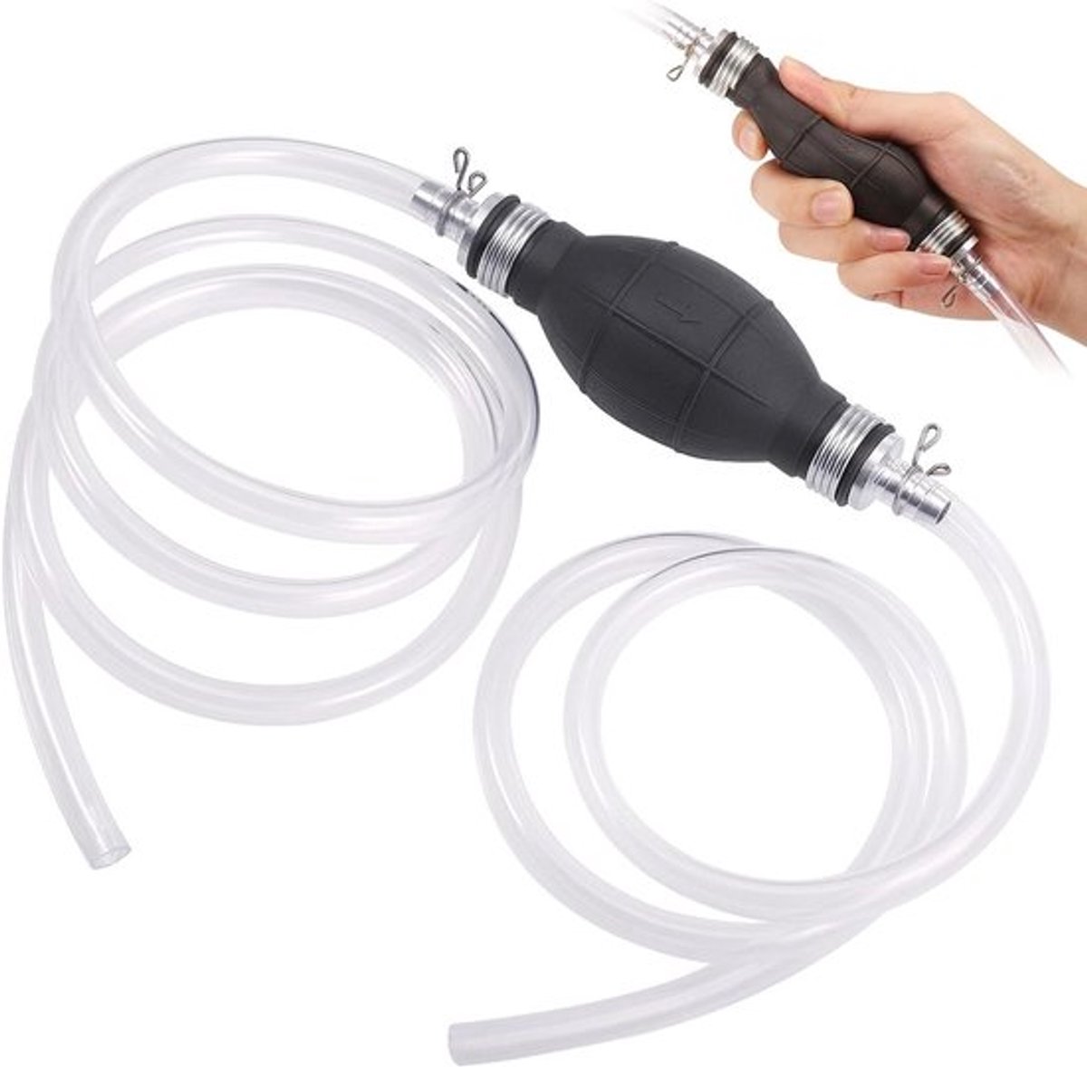 Handmatige Siphon Pomp voor Brandstof, Verbeterde Diesel Pomp met PVC Buis, Ideaal voor Vissen en Brandstofoverdracht (10mm)