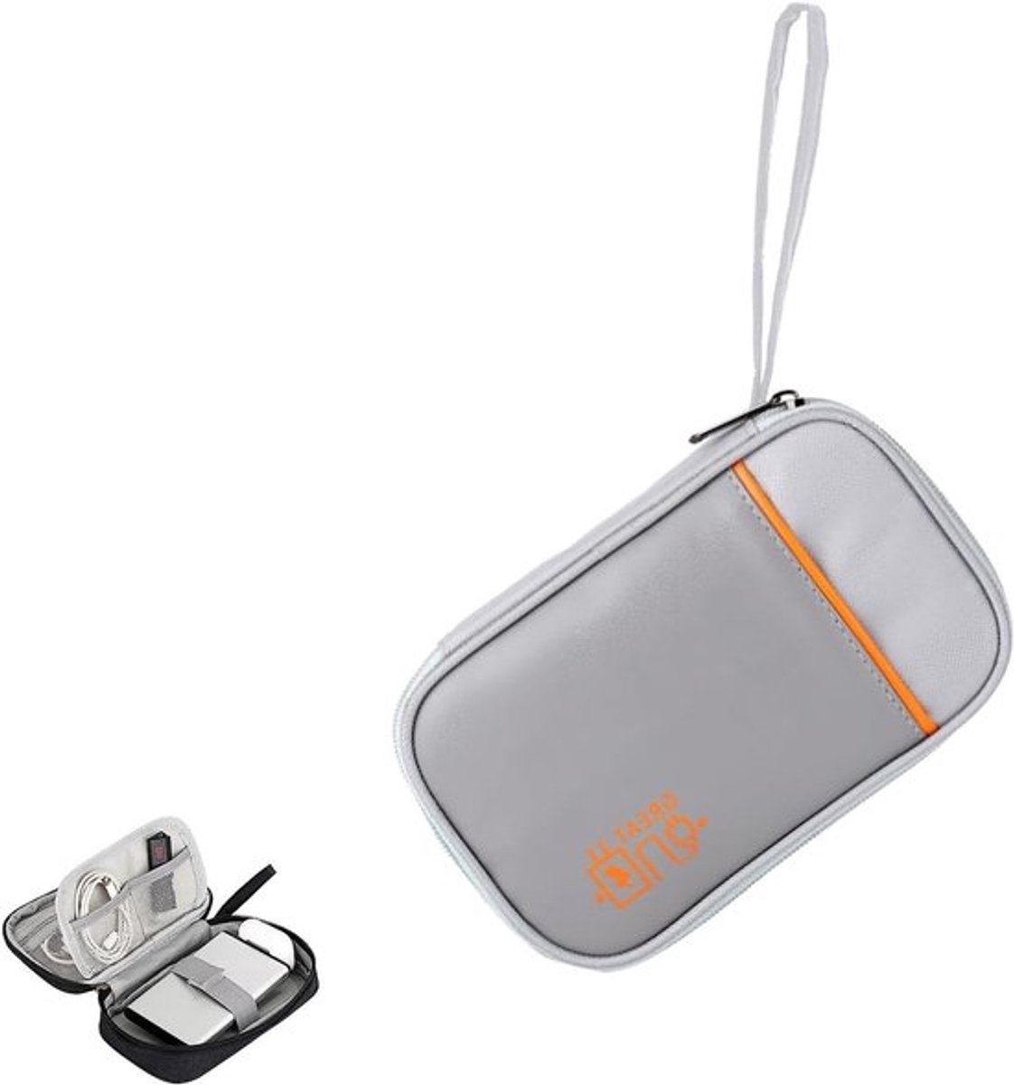 Compacte Kabel Organizer - Multifunctionele Elektronica Tas voor Reizen, Accessoires en Kabels - Grijze Opbergoplossing voor Kabels en Gadgets