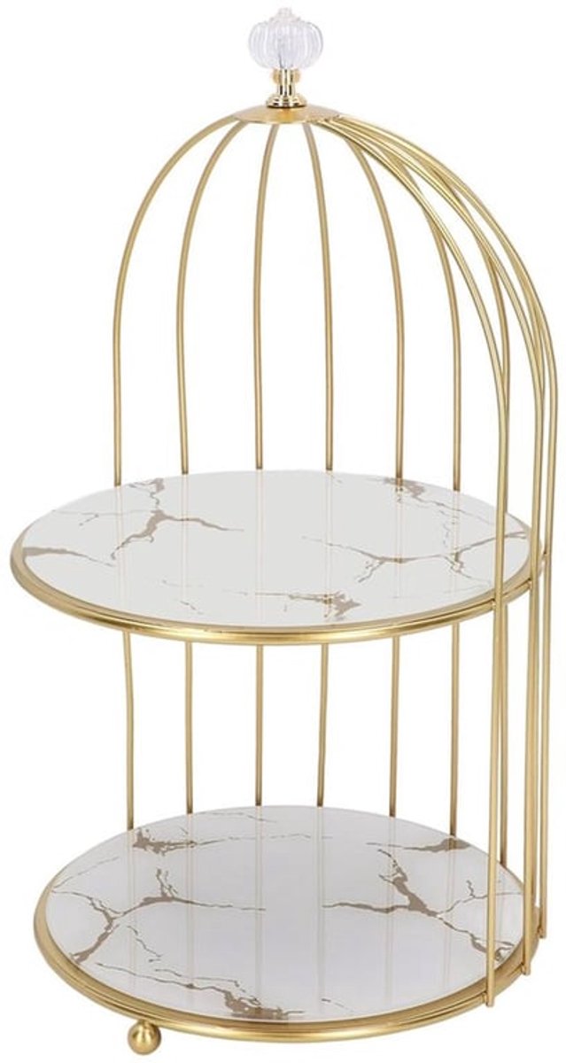 Make-up organizer Dubbellaags - Stevig opbergrek - IJzeren displayrek - Glazen dienbladen - Decoratief en praktisch - Totale hoogte 36 cm